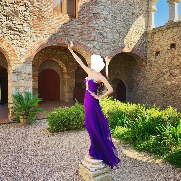 Purple flowy chiffon gown by Mac Duggal - Picture 1 of 6